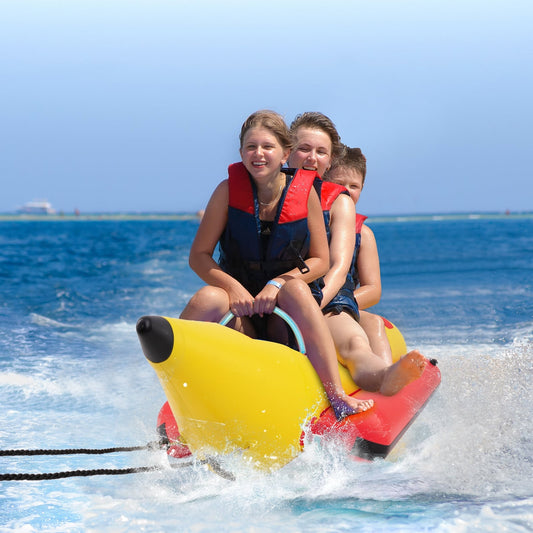 3-Person Inflatable Banana Boat, Electric Air Pump, Carrying Bag, Repair Kit, Yellow Water Sports Yellow at Gallery Canada
