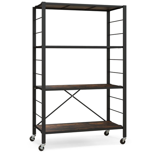 4-Tier Foldable Storage Shelf, Black