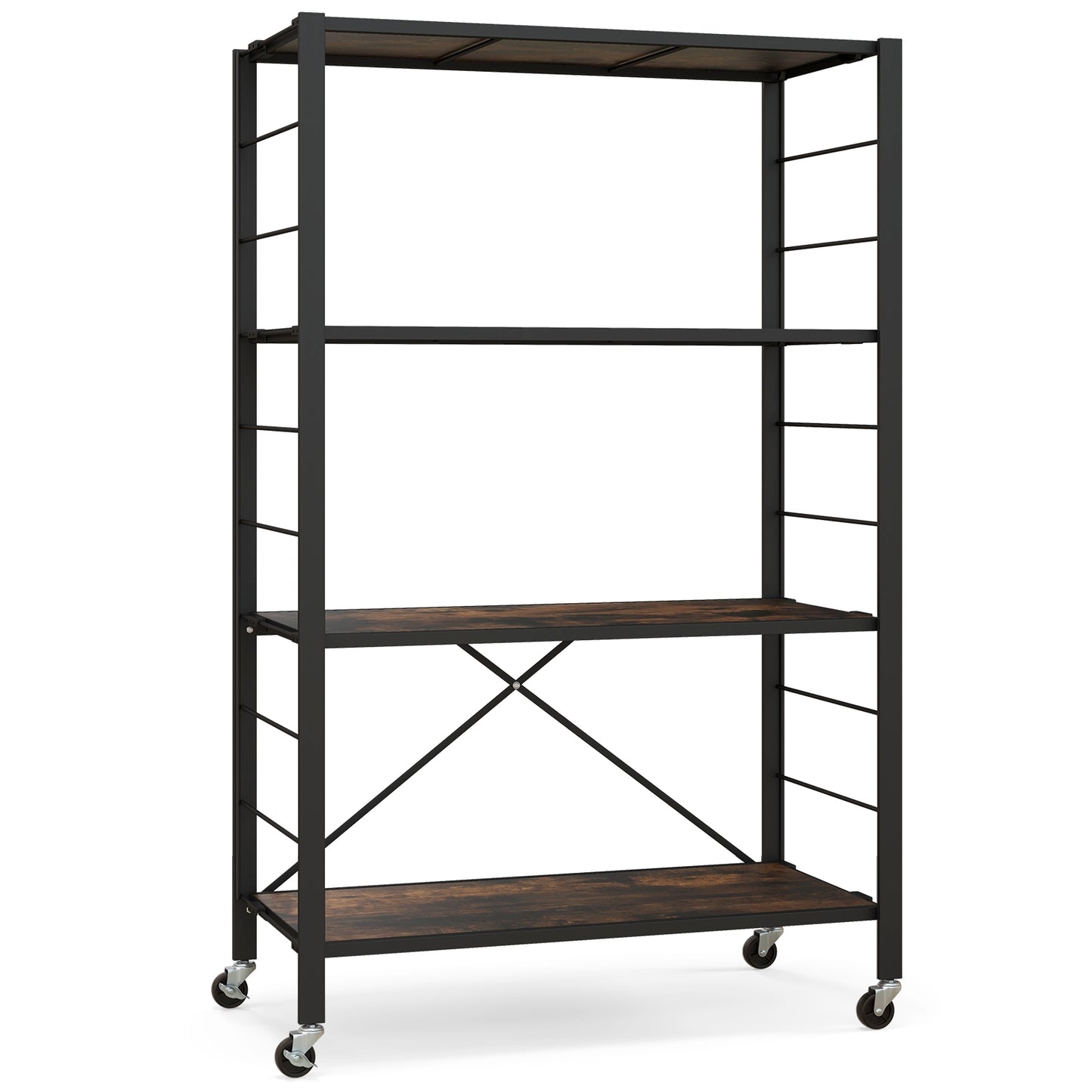 4-tier Foldable Storage Shelf for Tool Room Kitchen Living Room, Black Cabinets & Chests Black at Gallery Canada