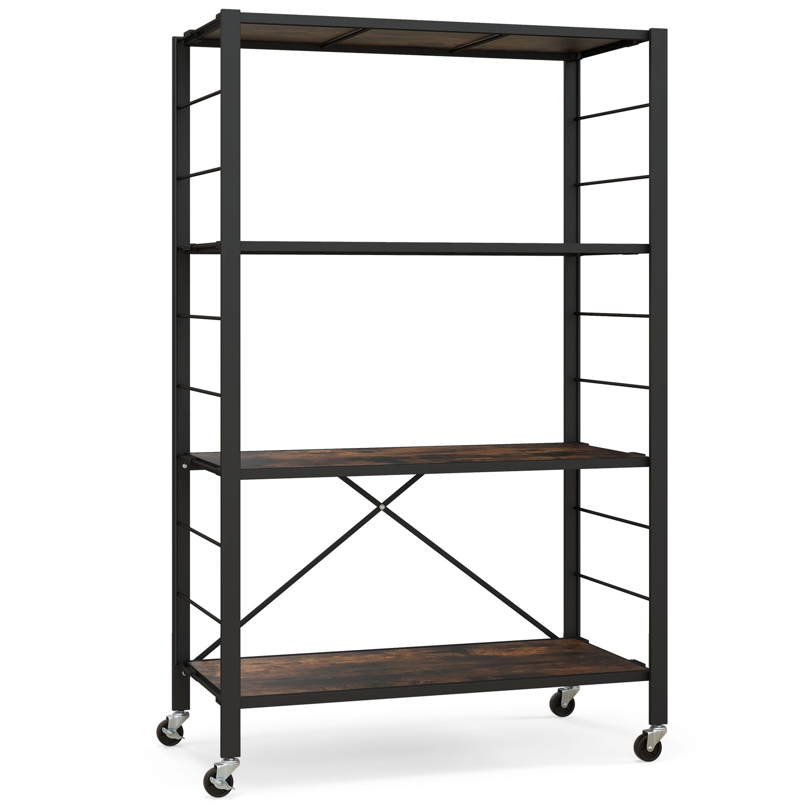 4-tier Foldable Storage Shelf for Tool Room Kitchen Living Room, Black Cabinets & Chests Black at Gallery Canada