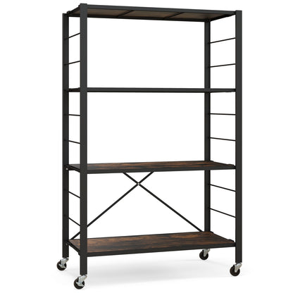 4-tier Foldable Storage Shelf for Tool Room Kitchen Living Room, Black Cabinets & Chests Black at Gallery Canada