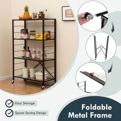 4-tier Foldable Storage Shelf for Tool Room Kitchen Living Room, Black Cabinets & Chests at Gallery Canada