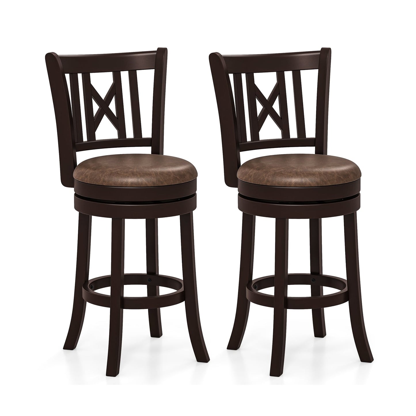 Set Of 2 Swivel Bar Stools, 26 Inches, With Footrest And Hollowed Backrest Bar Stools Options at Gallery Canada
