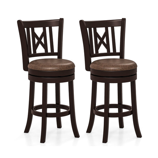 Set Of 2 Swivel Bar Stools, 26 Inches, With Footrest And Hollowed Backrest Bar Stools Options at Gallery Canada