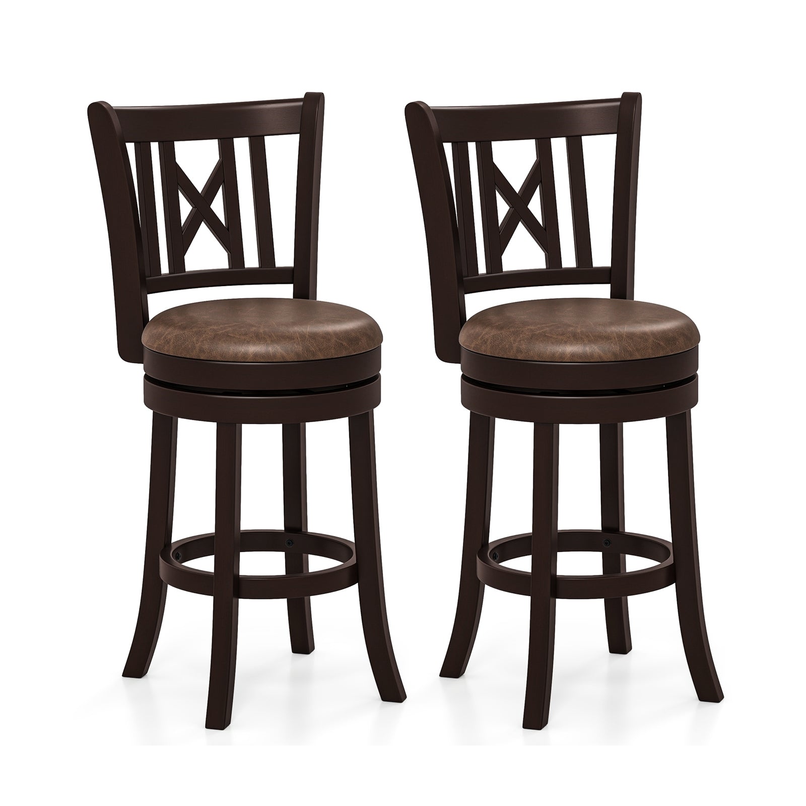 Set Of 2 Swivel Bar Stools, 26 Inches, With Footrest And Hollowed Backrest Bar Stools at Gallery Canada