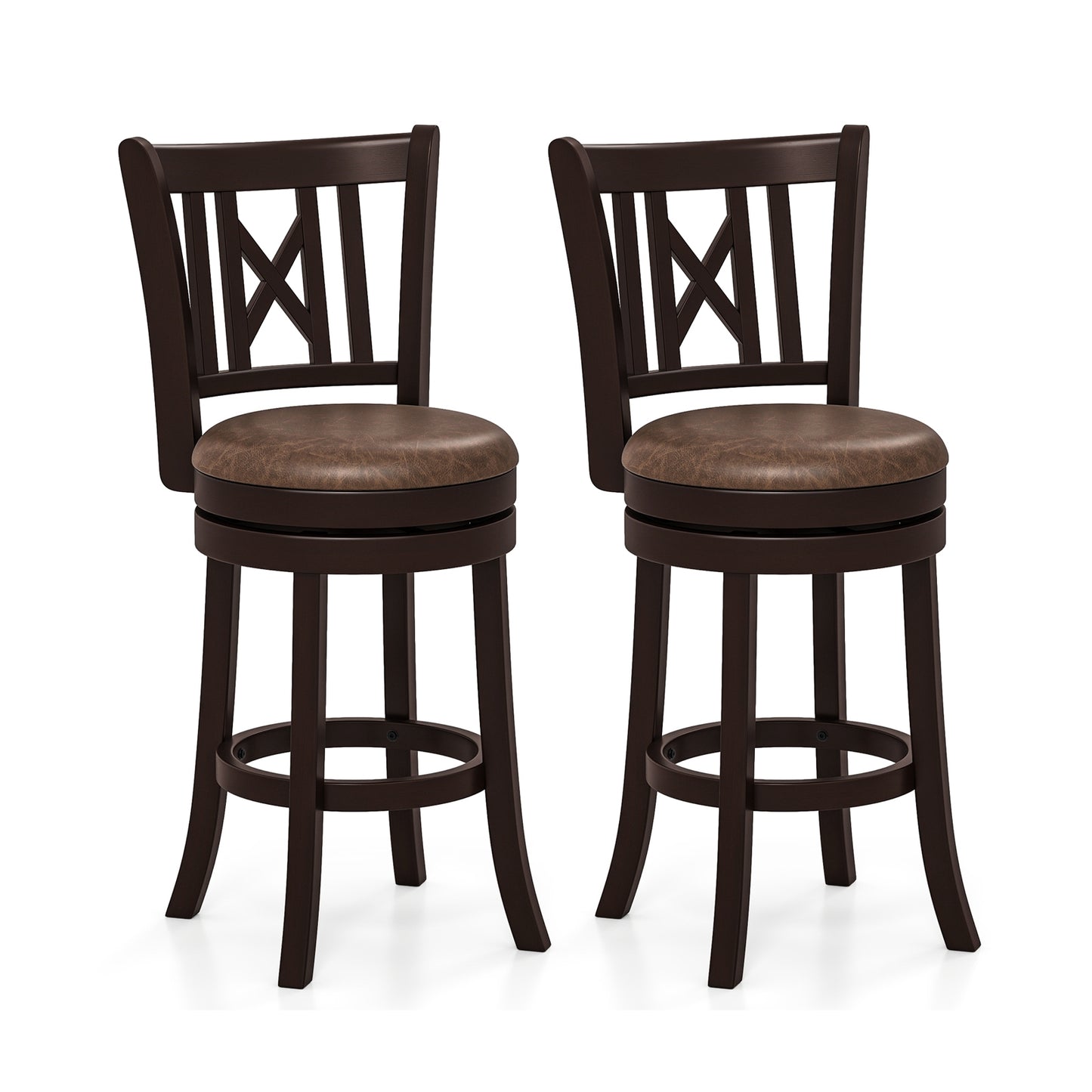 Set Of 2 Swivel Bar Stools, 26 Inches, With Footrest And Hollowed Backrest Bar Stools at Gallery Canada
