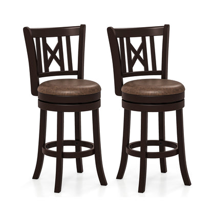 Set Of 2 Swivel Bar Stools, 26 Inches, With Footrest And Hollowed Backrest Bar Stools at Gallery Canada