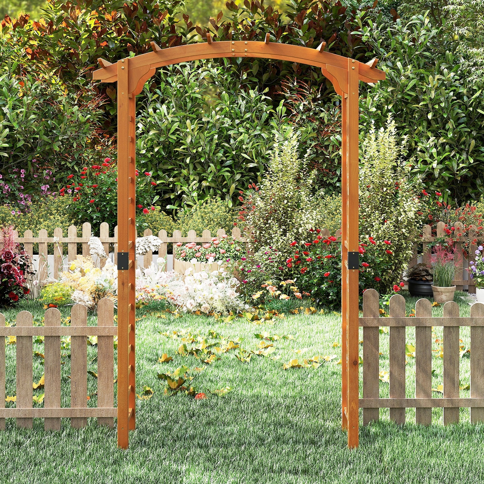 7.5 FT Wooden Garden Arch Trellis For Climbing Plants, Orange Outdoor Decor at Gallery Canada