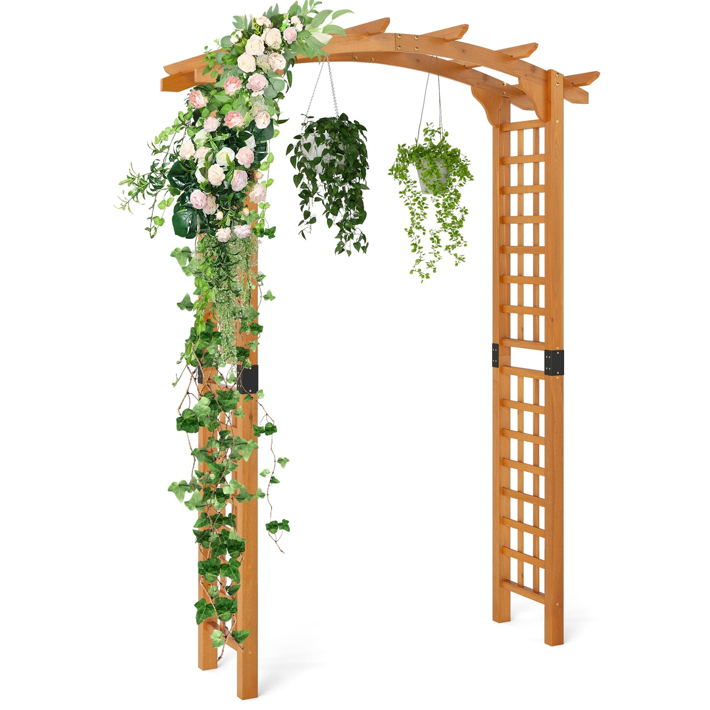 7.5 FT Wooden Garden Arch Trellis For Climbing Plants, Orange Outdoor Decor at Gallery Canada