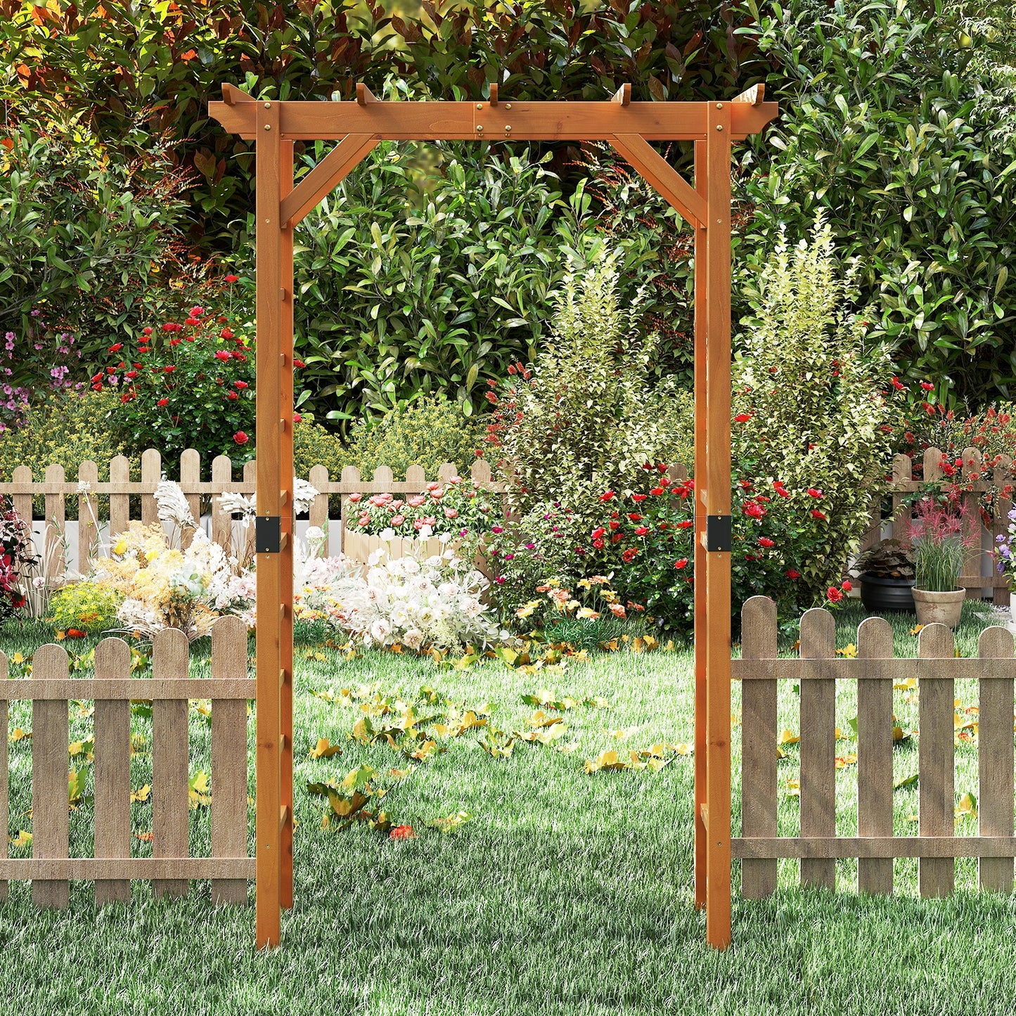 7 FT Wooden Garden Arch Arbor, Trellis For Climbing Plants, Yellow Outdoor Decor at Gallery Canada