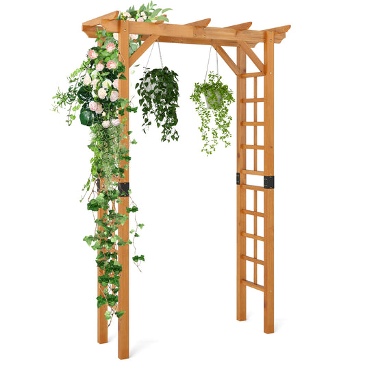 7 FT Wooden Garden Arch Arbor, Trellis For Climbing Plants, Yellow Outdoor Decor Yellow at Gallery Canada