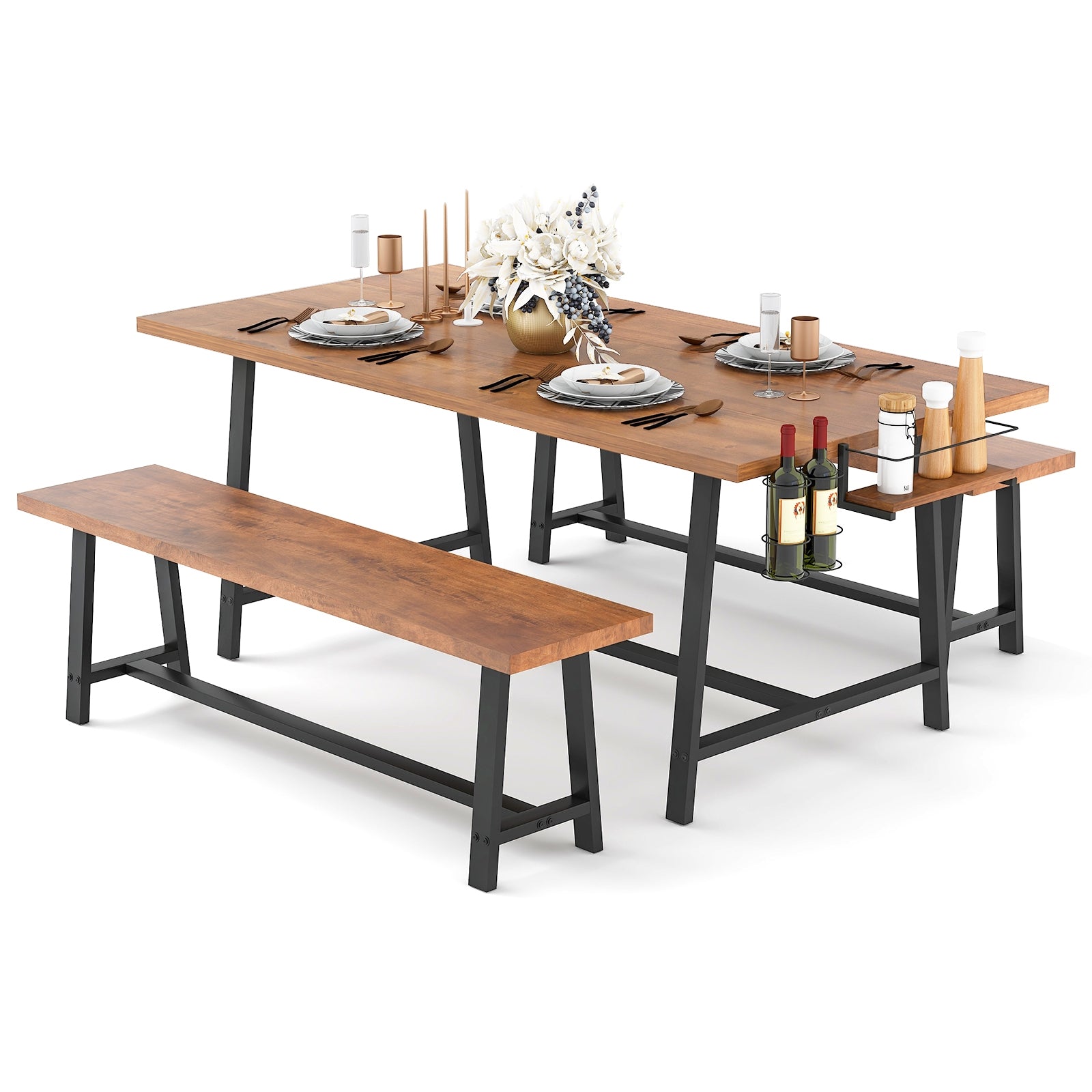 Dining Table Set for 5-7 with 2-Bottle Wine Rack and Condiment Holder Dining Room Sets at Gallery Canada
