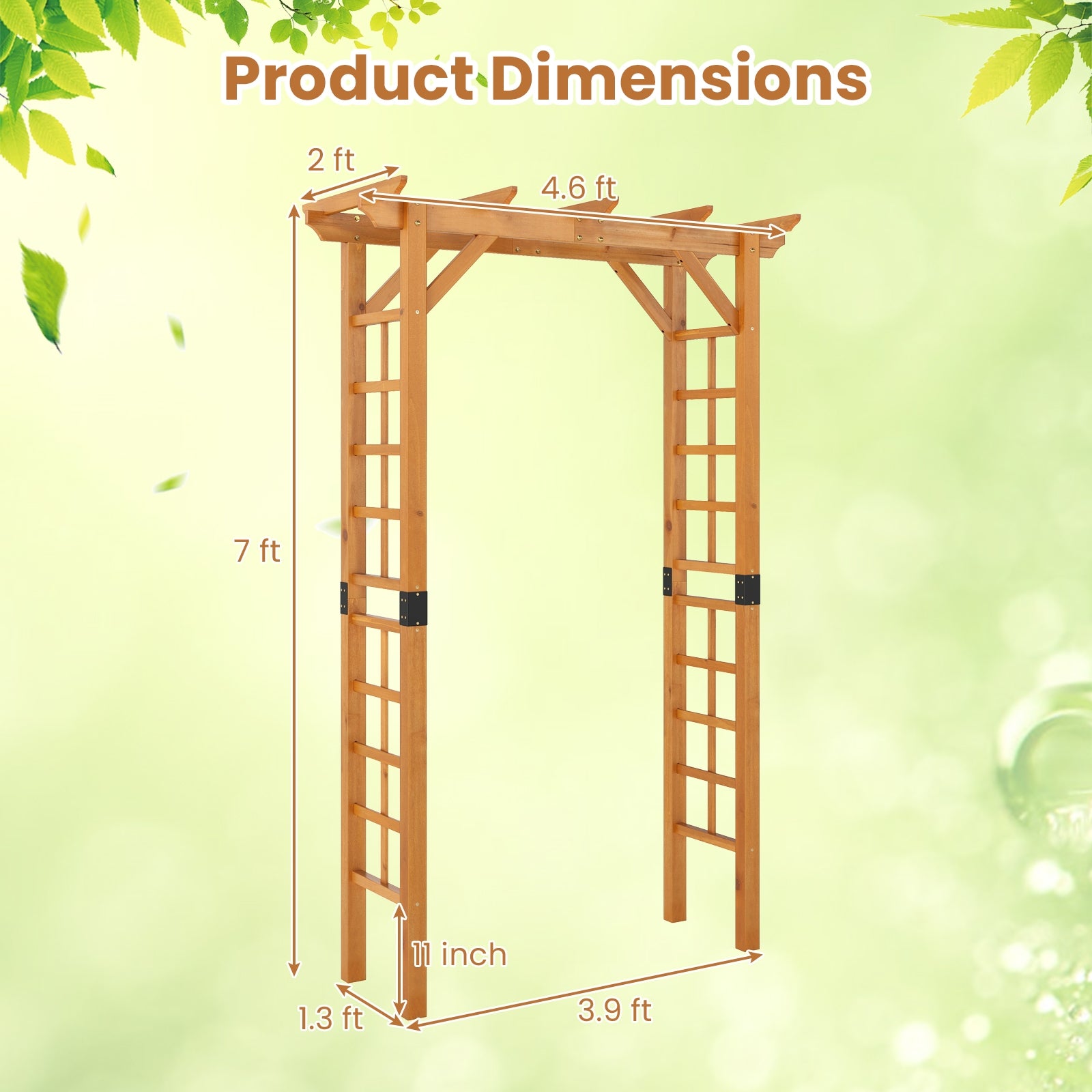 7 FT Wooden Garden Arch Arbor, Trellis For Climbing Plants, Yellow Outdoor Decor at Gallery Canada