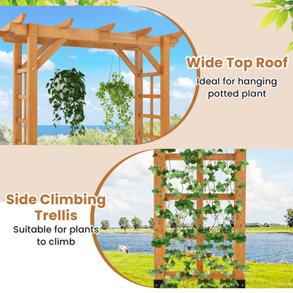 7 FT Wooden Garden Arch Arbor, Trellis For Climbing Plants, Yellow Outdoor Decor at Gallery Canada