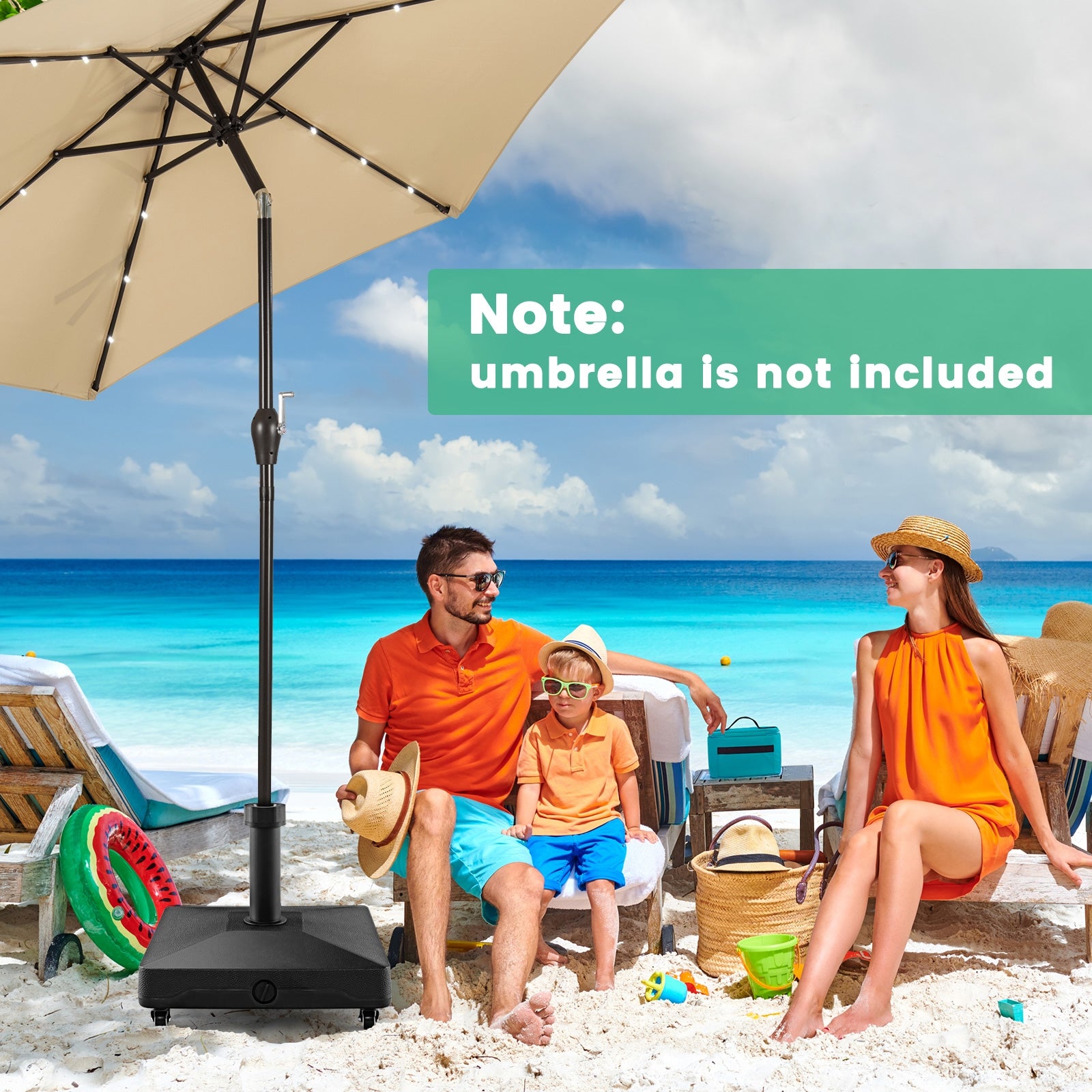 Fillable Umbrella Base Stand, Lockable Universal Wheels, Black Outdoor Umbrella Bases at Gallery Canada