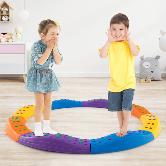 Colorful Kids Wavy Balance Beam with Textured Surface and Non-slip Foot Pads, Blue & Orange - Gallery Canada