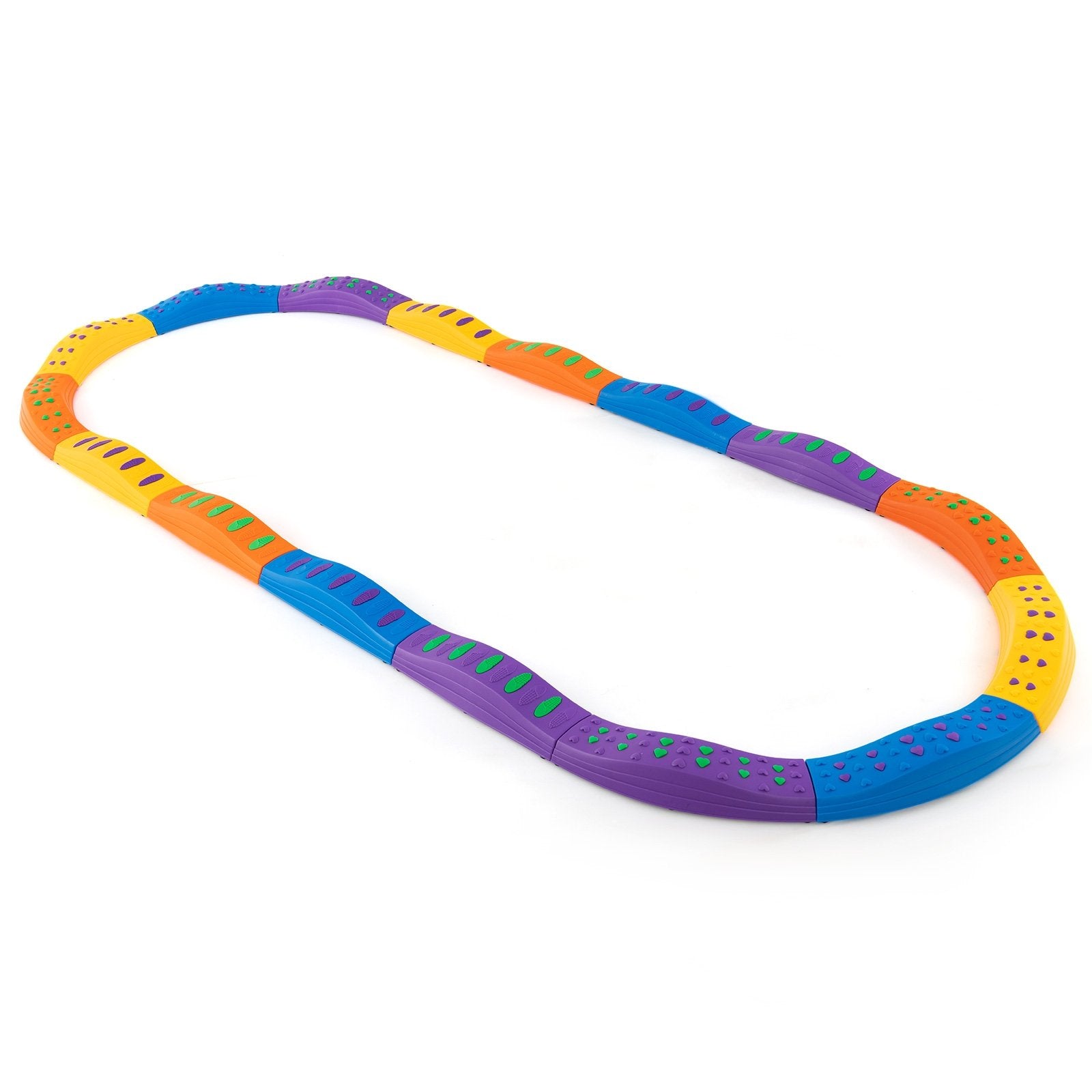 Colorful Kids Wavy Balance Beam with Textured Surface and Non-slip Foot Pads, Blue & Orange - Gallery Canada