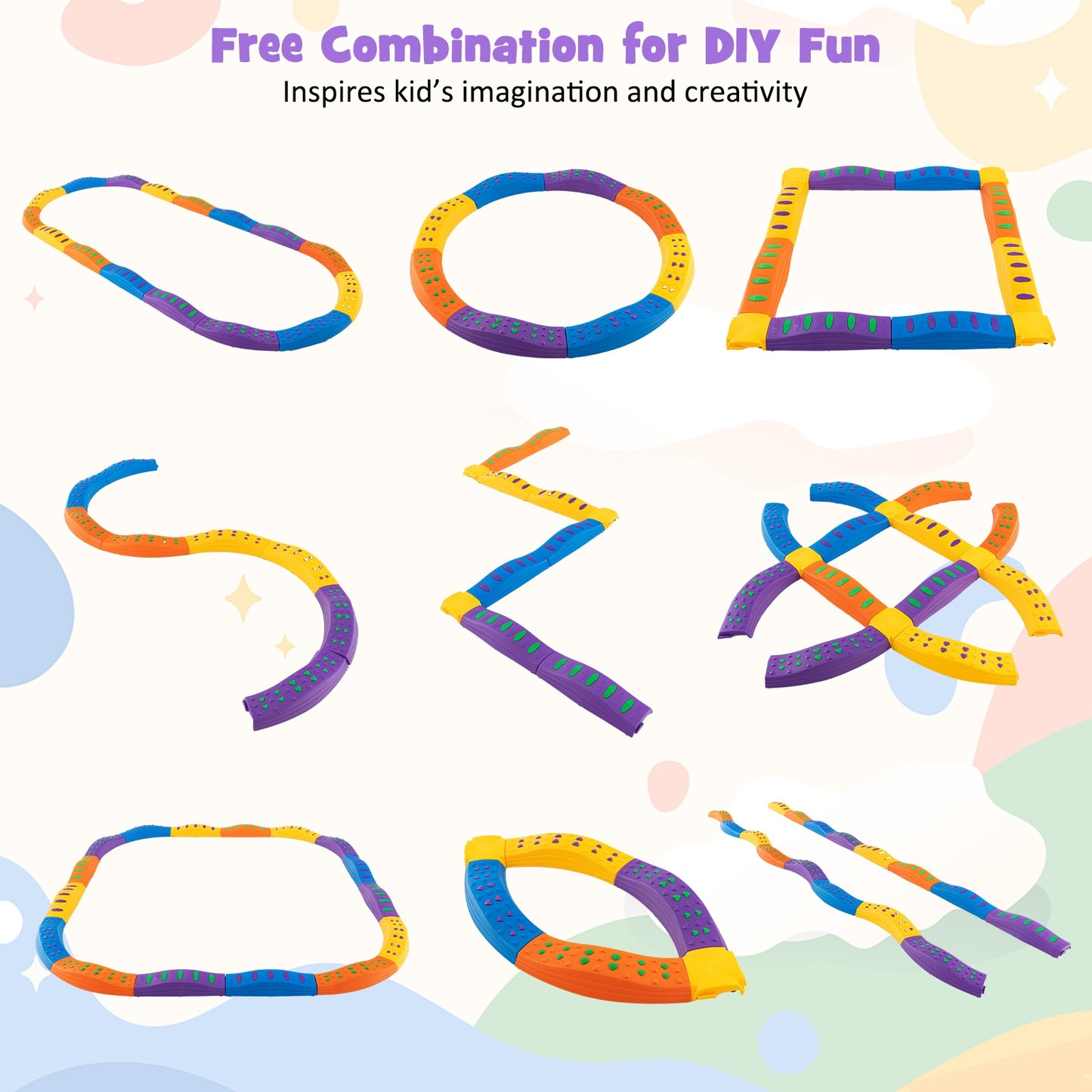 Colorful Kids Wavy Balance Beam with Textured Surface and Non-slip Foot Pads, Blue & Orange Toy Sports at Gallery Canada