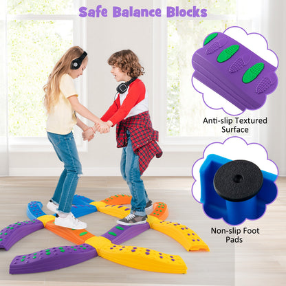Colorful Kids Wavy Balance Beam with Textured Surface and Non-slip Foot Pads, Blue & Orange Toy Sports at Gallery Canada