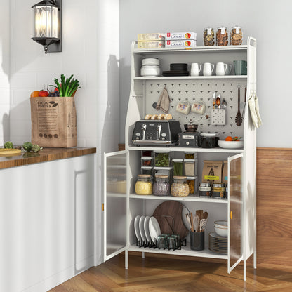 5-Tier Metal Baker's Rack with See-through Flip-up Door and Pegboard, White Baker's Racks at Gallery Canada