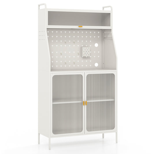 5-Tier Metal Baker's Rack, See-through Flip-up Door, Pegboard, White Baker's Racks White at Gallery Canada
