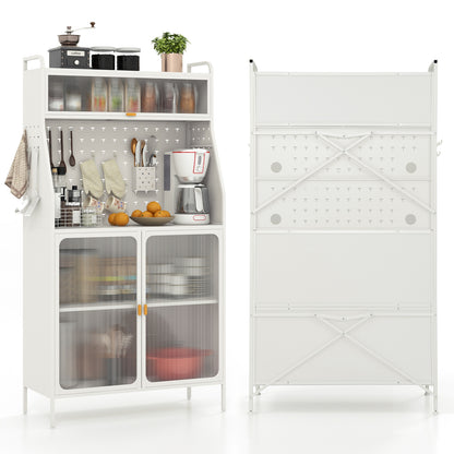 5-Tier Metal Baker's Rack with See-through Flip-up Door and Pegboard, White Baker's Racks at Gallery Canada