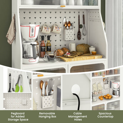 5-Tier Metal Baker's Rack with See-through Flip-up Door and Pegboard, White Baker's Racks at Gallery Canada