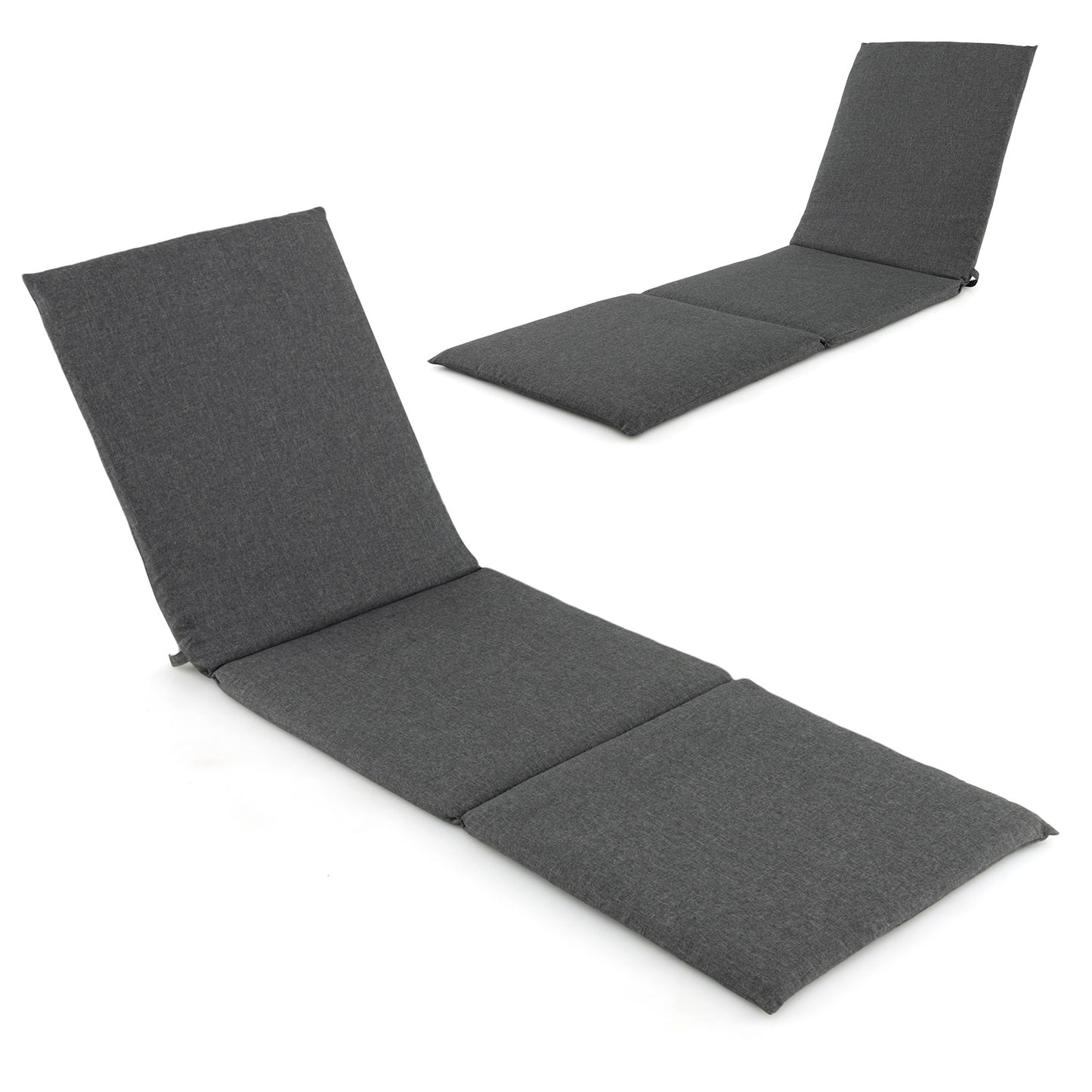 Outdoor Chaise Lounge Cushion Patio Furniture Folding Pad with Fixing Straps, Dark Gray Outdoor Furniture Accessories at Gallery Canada