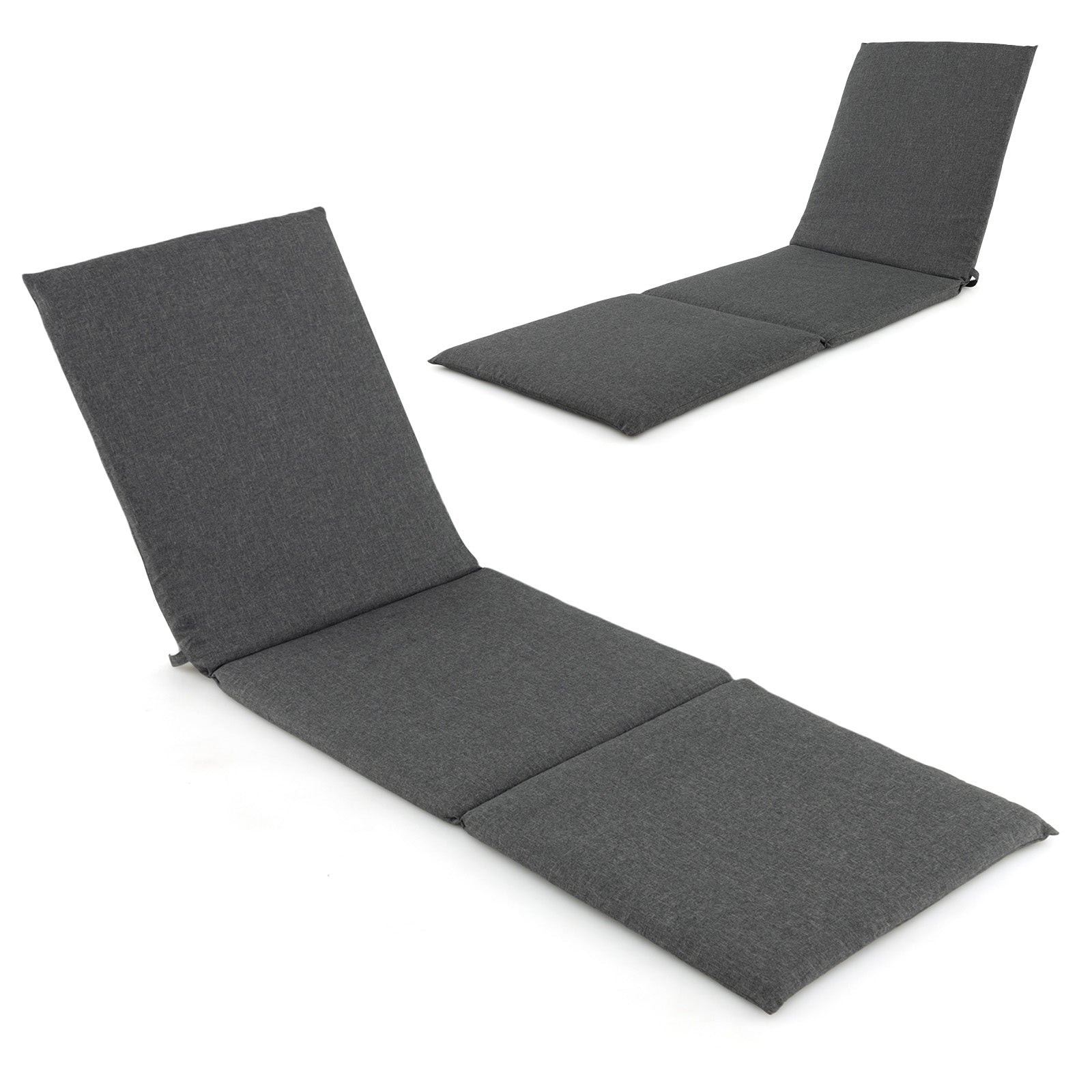 Outdoor Chaise Lounge Cushion Patio Furniture Folding Pad with Fixing Straps, Dark Gray Outdoor Furniture Accessories at Gallery Canada