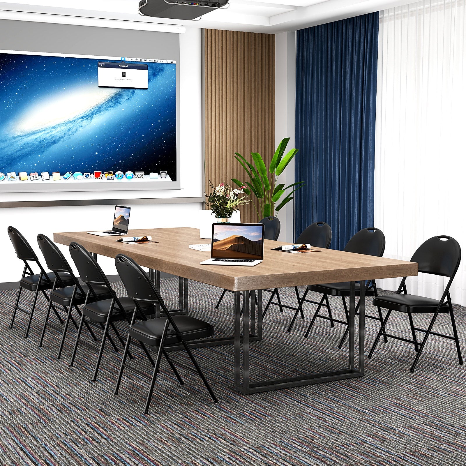 2 Pack Padded Folding Chairs with Metal Frame and Carry Handle, Black Conference Chairs at Gallery Canada