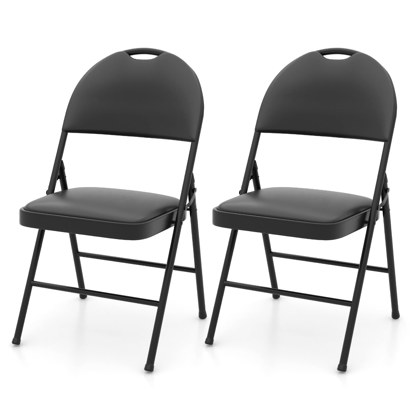 2 Pack Padded Folding Chairs with Metal Frame and Carry Handle, Black Conference Chairs at Gallery Canada
