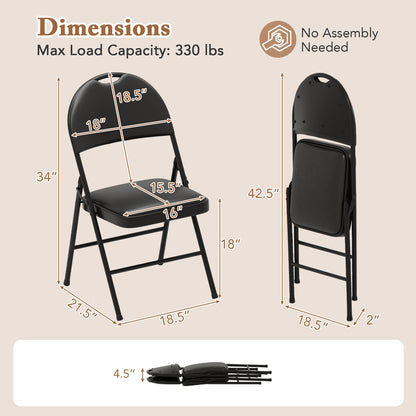 2 Pack Padded Folding Chairs with Metal Frame and Carry Handle, Black Conference Chairs at Gallery Canada