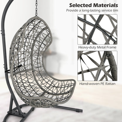 Egg Chair with Stand PE Rattan Swing Hammock Chair with Pillow and Cushion, Gray Hammocks at Gallery Canada