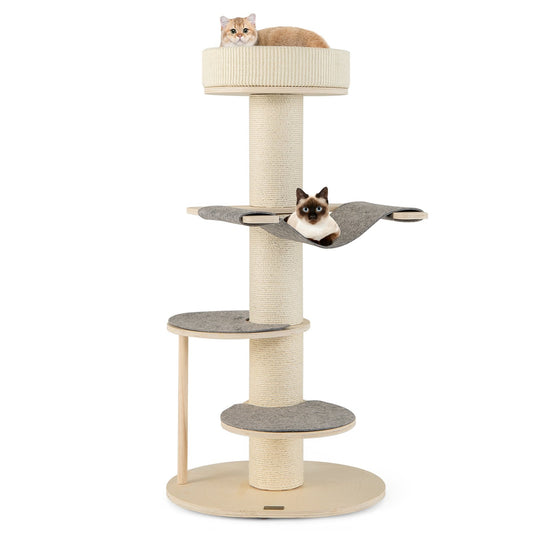 47 Inches Cat Tree for Indoor Cats with Thickened Sisal Scratching Posts, Gray - Gallery Canada