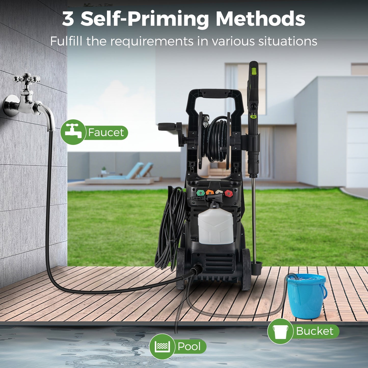 2150PSI Electric Pressure Washer 1.2GPM with 4 Quick Connect Nozzles and Foam Cannon, Green Pressure Washers at Gallery Canada