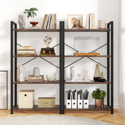 4-Tier Bookshelf with Heavy Duty Metal Frame Industrial Display Shelf, Rustic Brown Bookcases at Gallery Canada