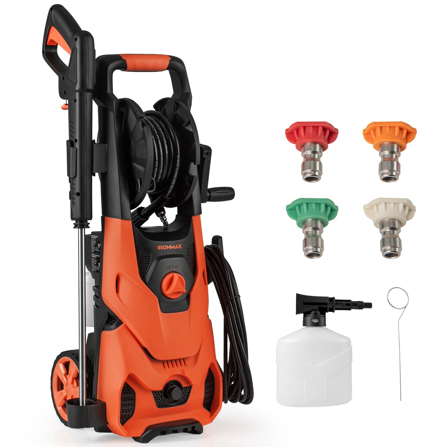 2150PSI Electric Pressure Washer 1.2GPM with 4 Quick Connect Nozzles and Foam Cannon, Orange Pressure Washers at Gallery Canada