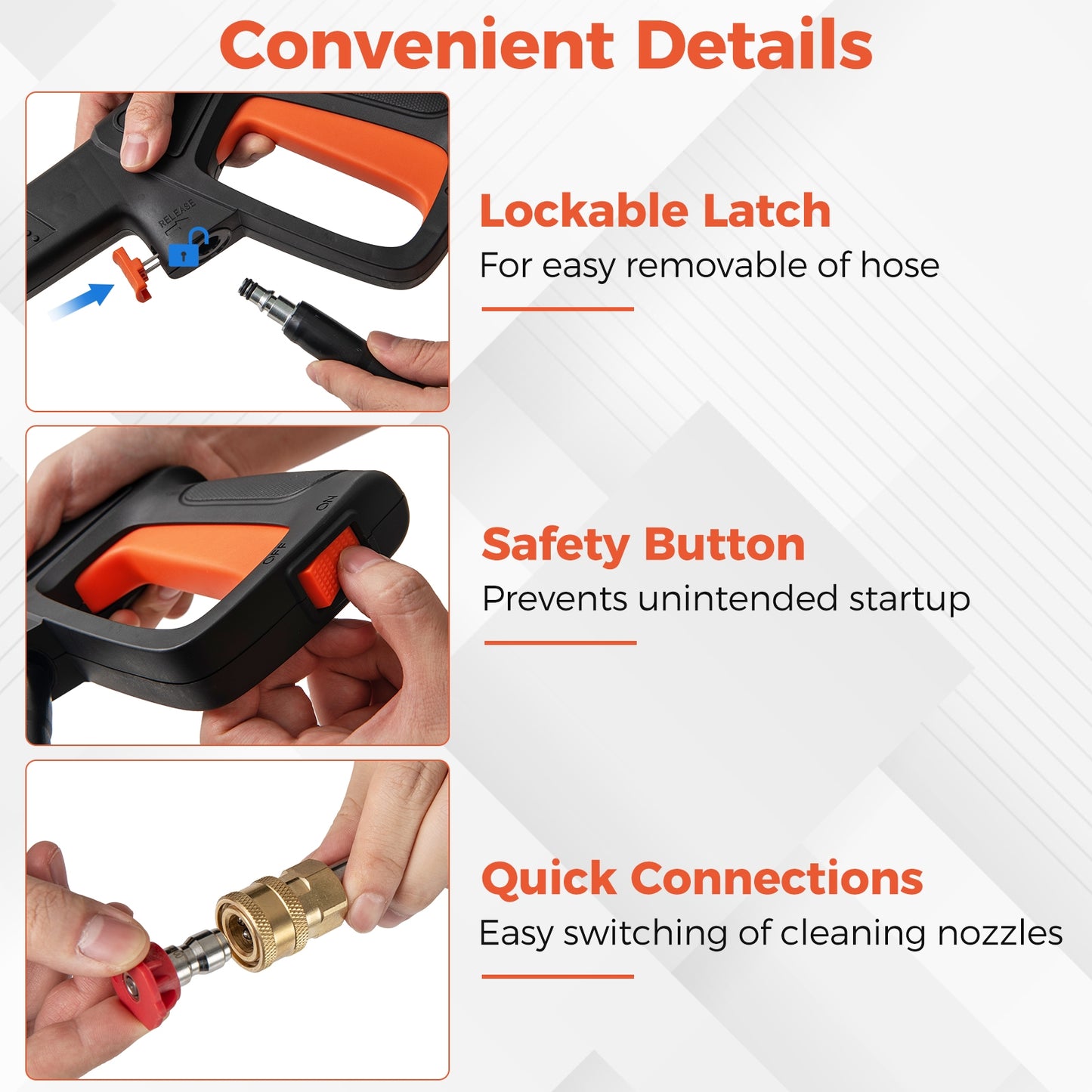 2150PSI Electric Pressure Washer 1.2GPM with 4 Quick Connect Nozzles and Foam Cannon, Orange Pressure Washers at Gallery Canada