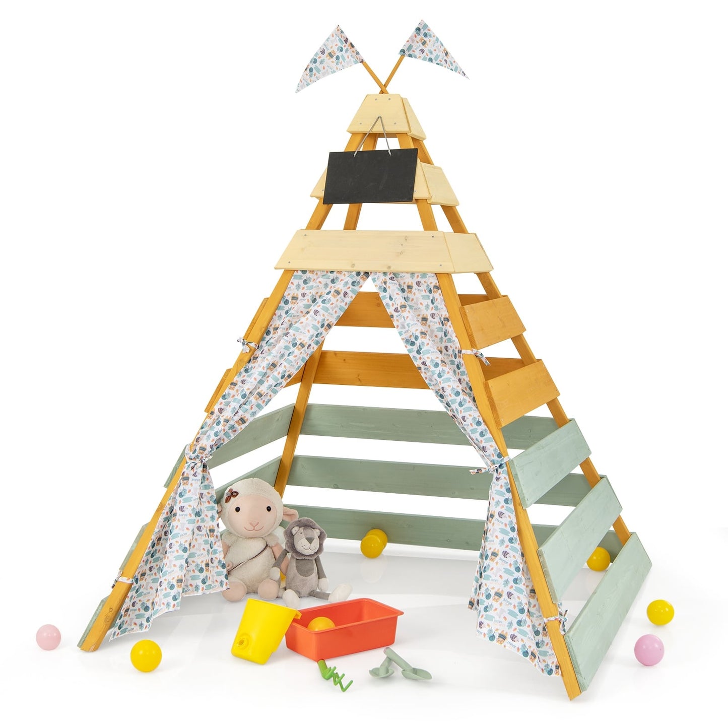Triangle Hideaway Playhouse, Removable Chalkboard, Indoor Outdoor, Multicolor Play Tents & Playhouse Multicolor at Gallery Canada