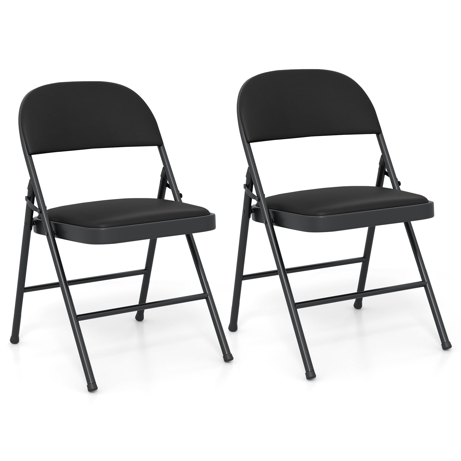 2 Pack Folding Chairs, Metal Frame PVC Leather, Indoor Outdoor, Black Conference Chairs at Gallery Canada