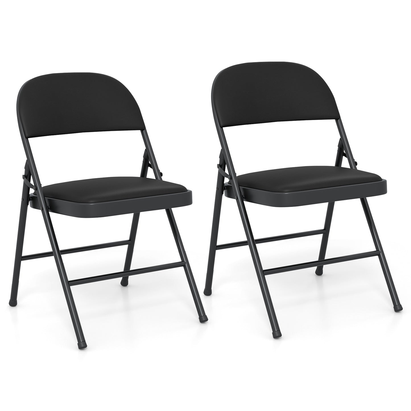 2 Pack Folding Chairs, Metal Frame PVC Leather, Indoor Outdoor, Black Conference Chairs at Gallery Canada