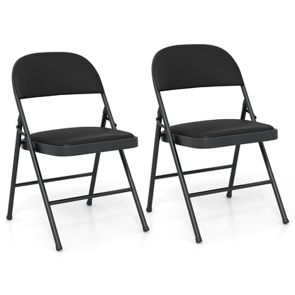 2 Pack Folding Chairs, Metal Frame PVC Leather, Indoor Outdoor, Black Conference Chairs at Gallery Canada