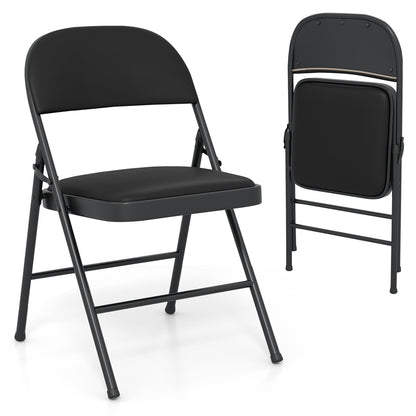 2 Pack Folding Chairs with Metal Frame and PVC Leather for Indoor Outdoor, Black Conference Chairs at Gallery Canada