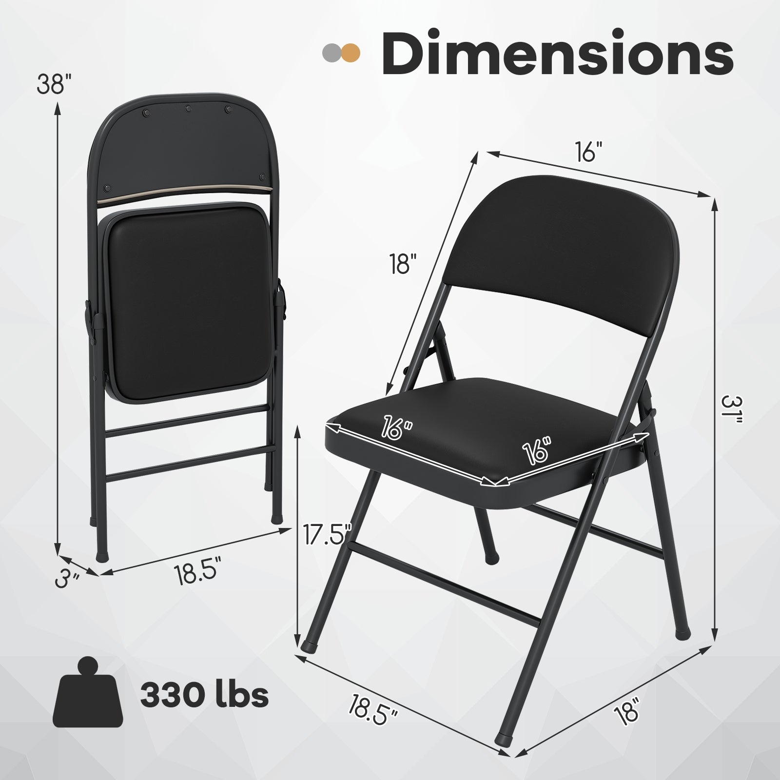 2 Pack Folding Chairs with Metal Frame and PVC Leather for Indoor Outdoor, Black Conference Chairs at Gallery Canada
