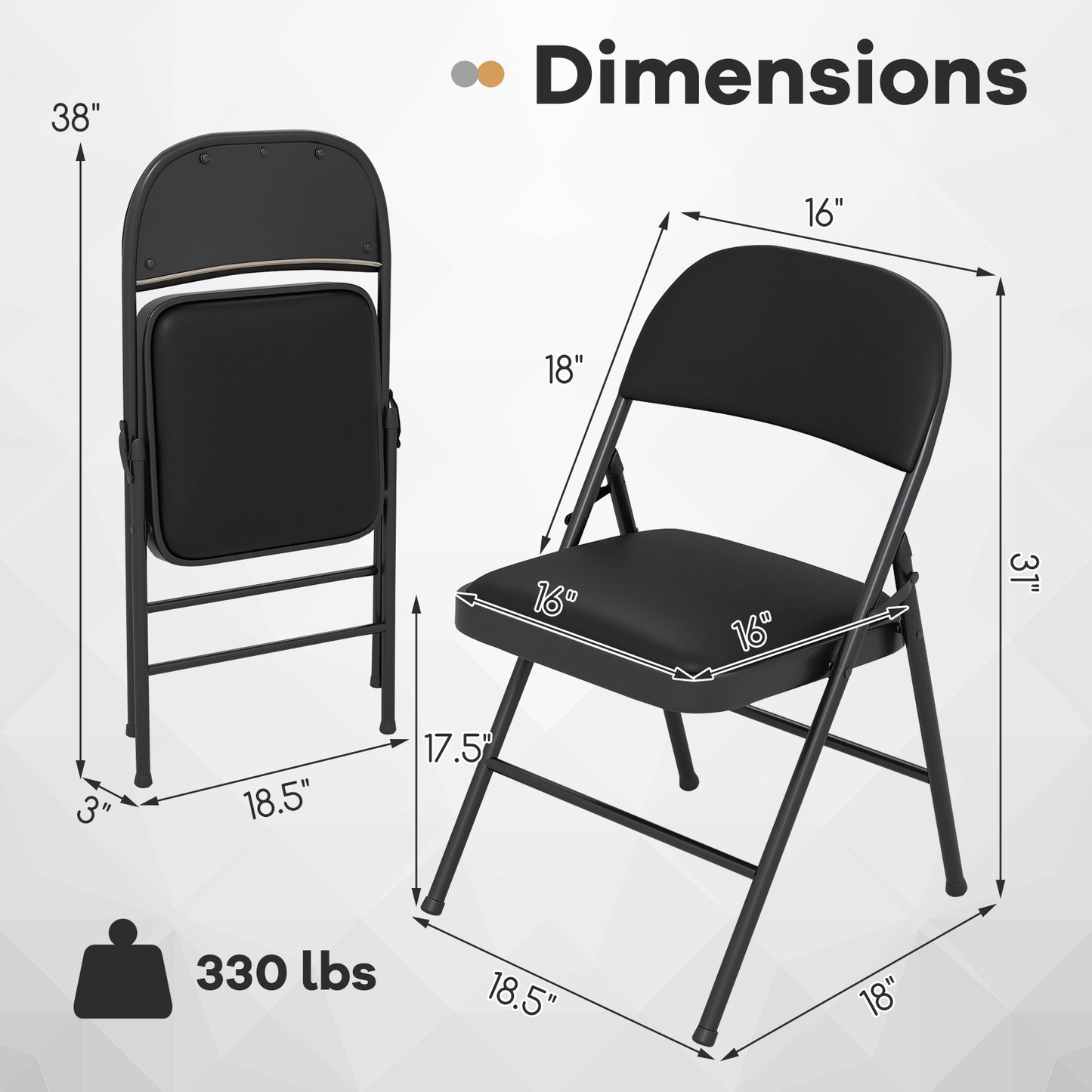 2 Pack Folding Chairs with Metal Frame and PVC Leather for Indoor Outdoor, Black Conference Chairs at Gallery Canada