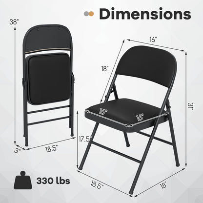 2 Pack Folding Chairs with Metal Frame and PVC Leather for Indoor Outdoor, Black Conference Chairs at Gallery Canada