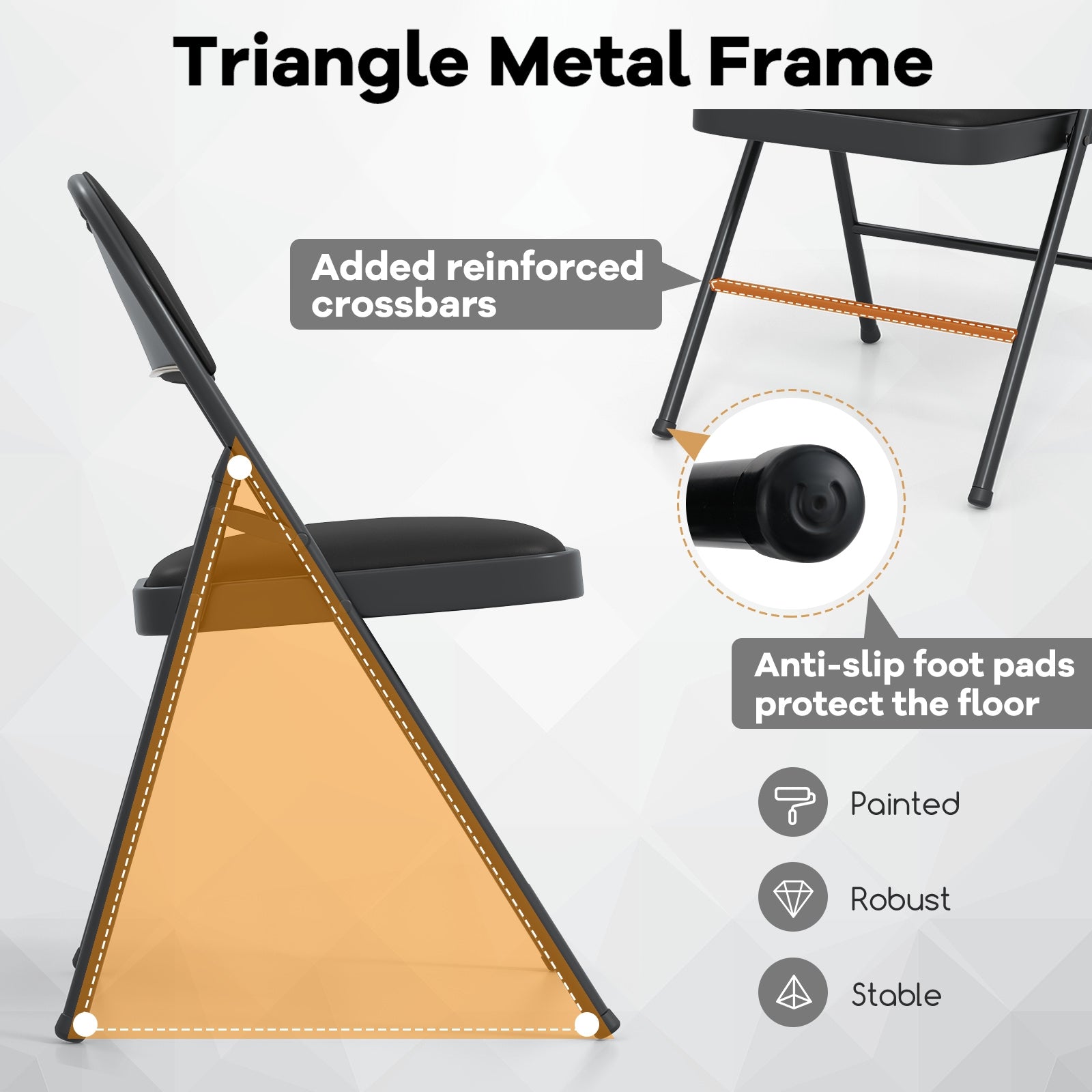 2 Pack Folding Chairs with Metal Frame and PVC Leather for Indoor Outdoor, Black Conference Chairs at Gallery Canada