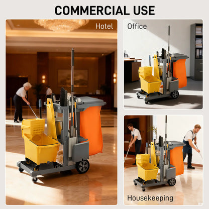 Commercial Janitorial Cart, 3 Tier Shelves, Grey Household Supplies at Gallery Canada