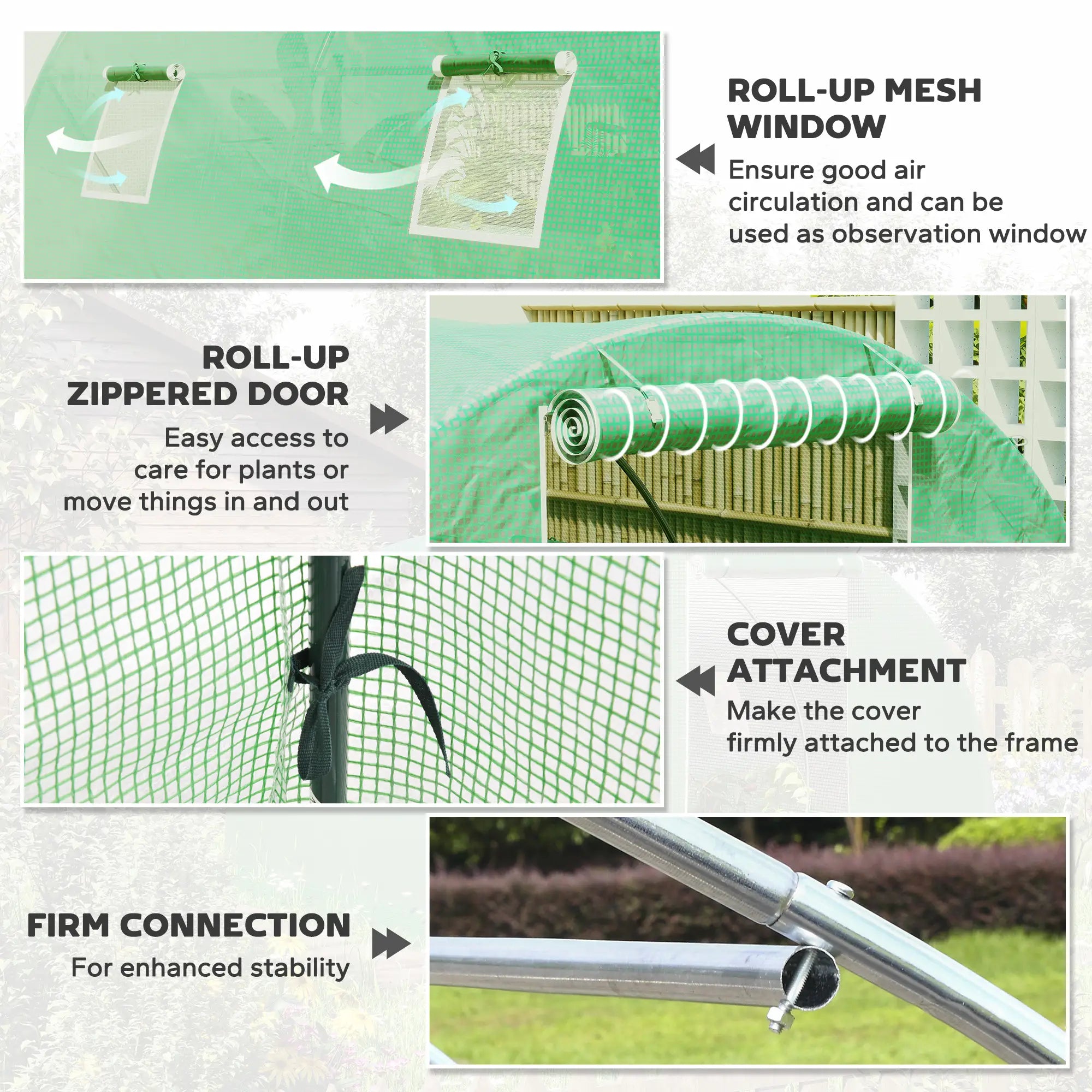 Walk-In Tunnel Greenhouse, 10' x 10' x 7', 4 Windows, Zipper Door, Green Walk In Greenhouses at Gallery Canada