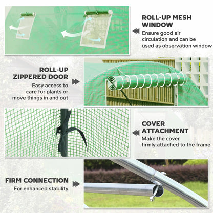 Walk-In Tunnel Greenhouse, 10' x 10' x 7', 4 Windows, Zipper Door, Green Walk In Greenhouses at Gallery Canada